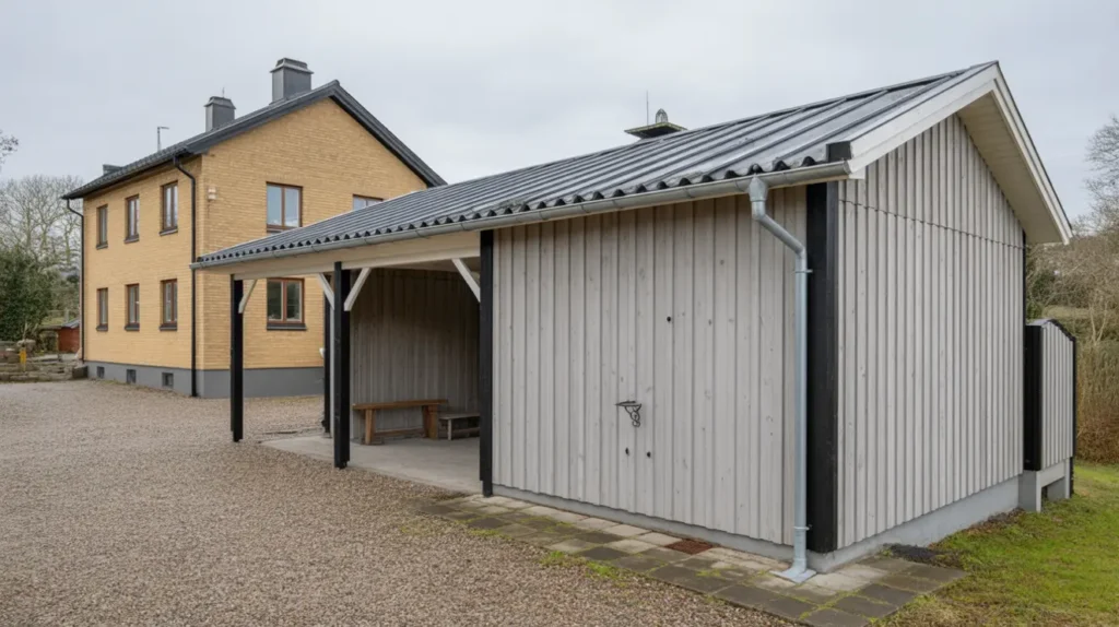 ombyggnad av garage med carporttillbyggnad i hageby norrk ping